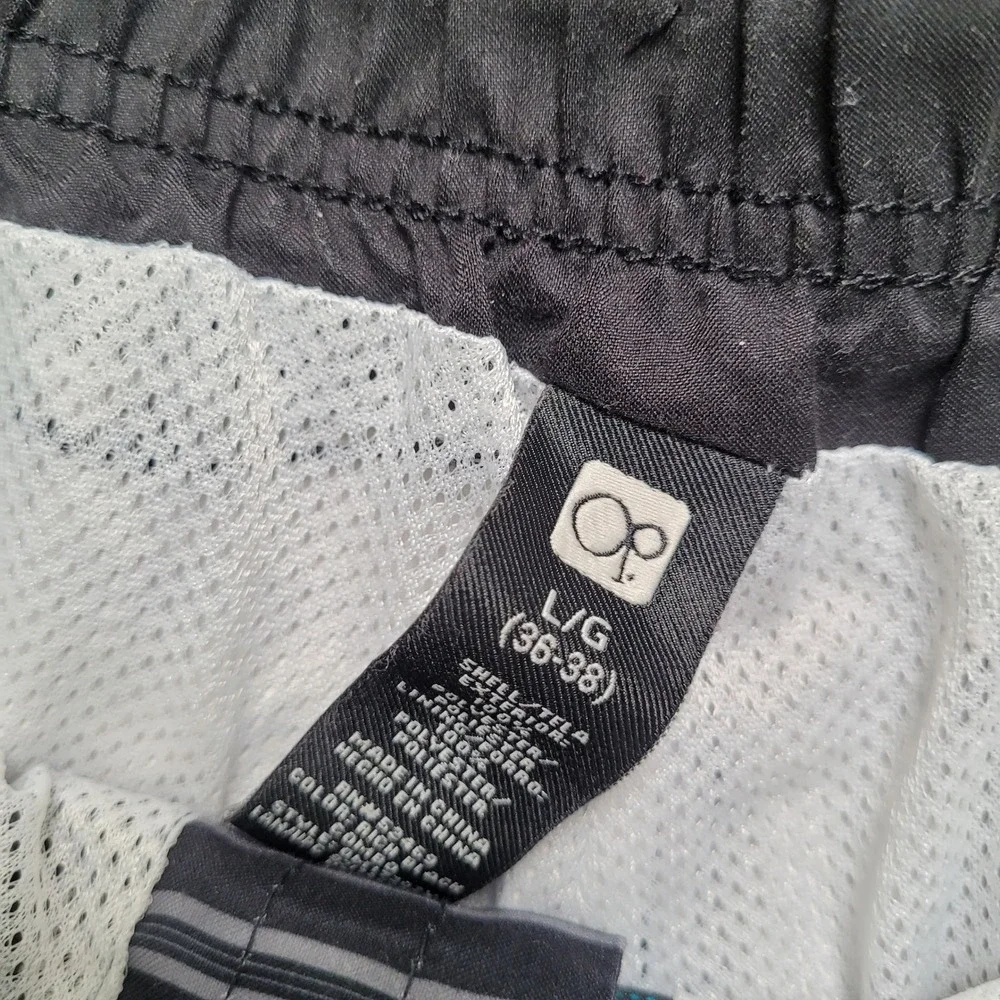 Ocean Pacific OP Y2K Mens Trunks Large 36-38 Striped‎ Teal Black Board Shorts
